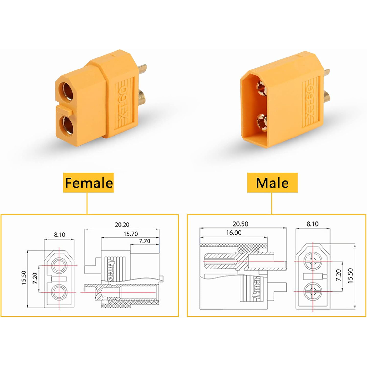 5 pares xt60 conector xt60 mac - Drone Motor avaliação e preço