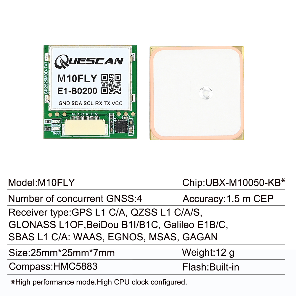 Quescan 25mm * 25mm M10FLY 10H - Drone Gps Module avaliação e preço