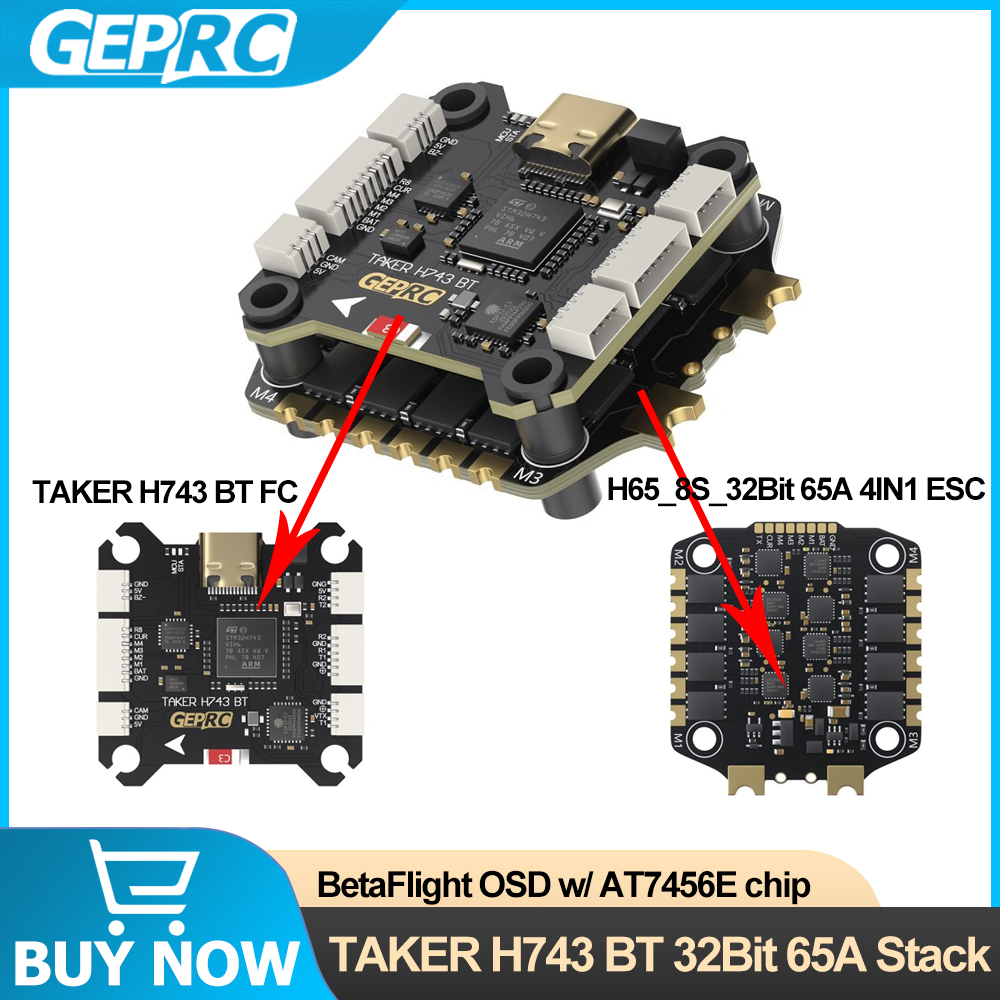 Geprc taker h743 bt 32bit 65a  - Drone Esc avaliação e preço